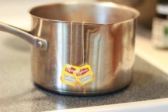 sweet tea granita tea steeping in pot