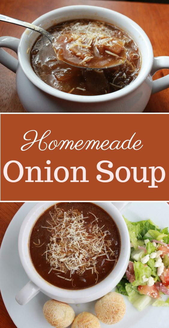 This delicious homemade onion soup recipe is easy to make but tastes as good as(no, better) than your favorite restaurant's version.