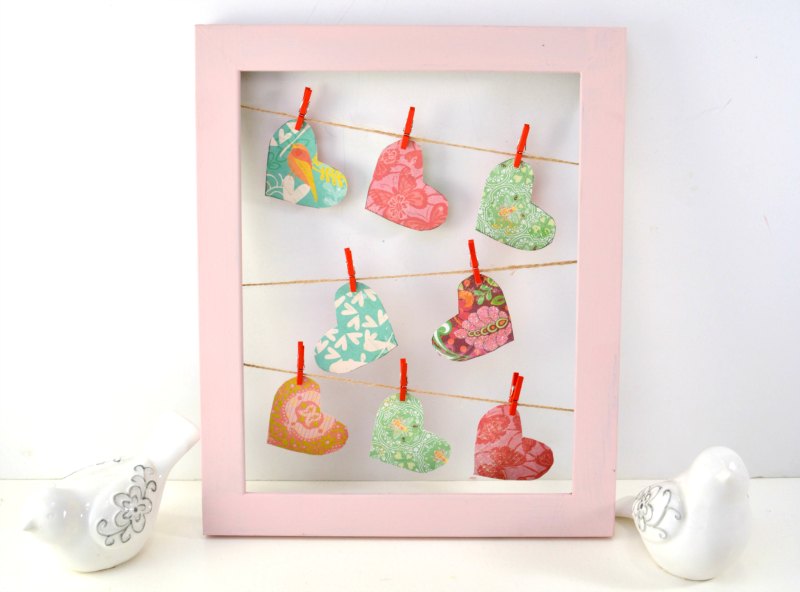 DIY Valentines Project:  Clothesline Heart Frame