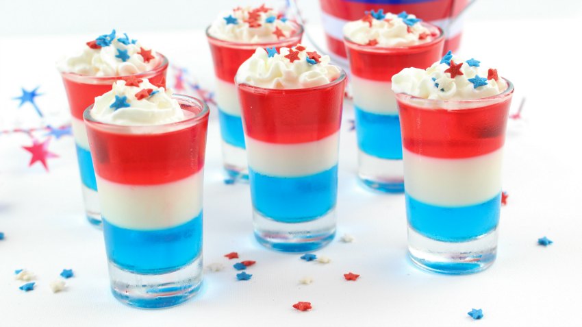 Patriotic Red White and Blue Jello Shots