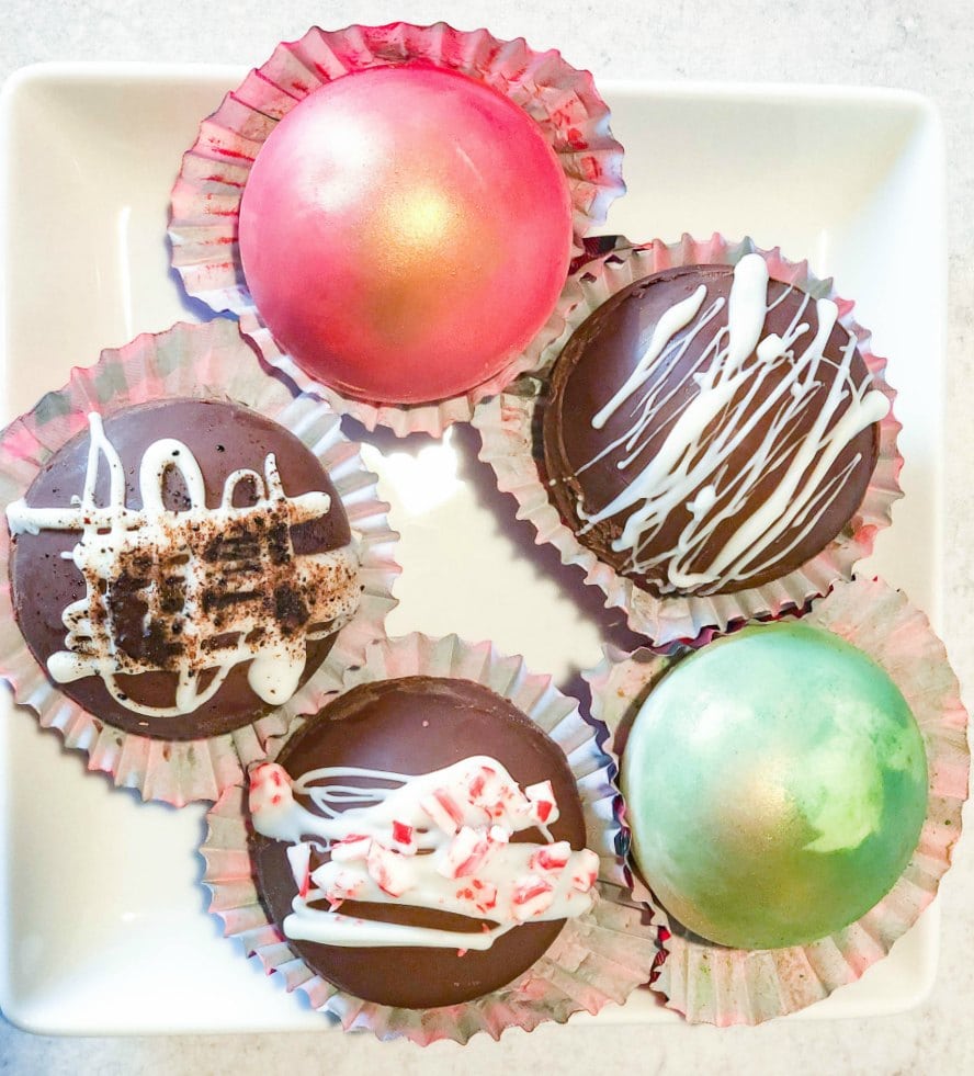 five hot chocolate cocoa bombs