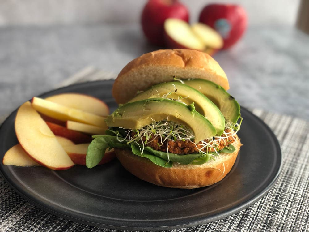 meatless chickpea burger on a bun