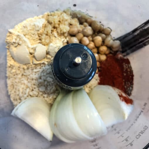 burger ingredients in food processor