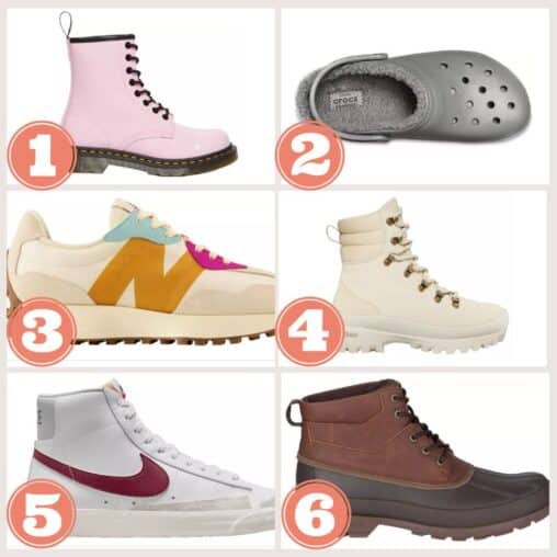 grid of six different shoe styles