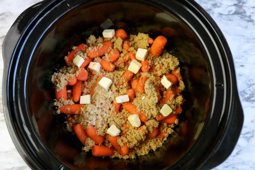 carrots, brown sugar , butter and salt in crock pot